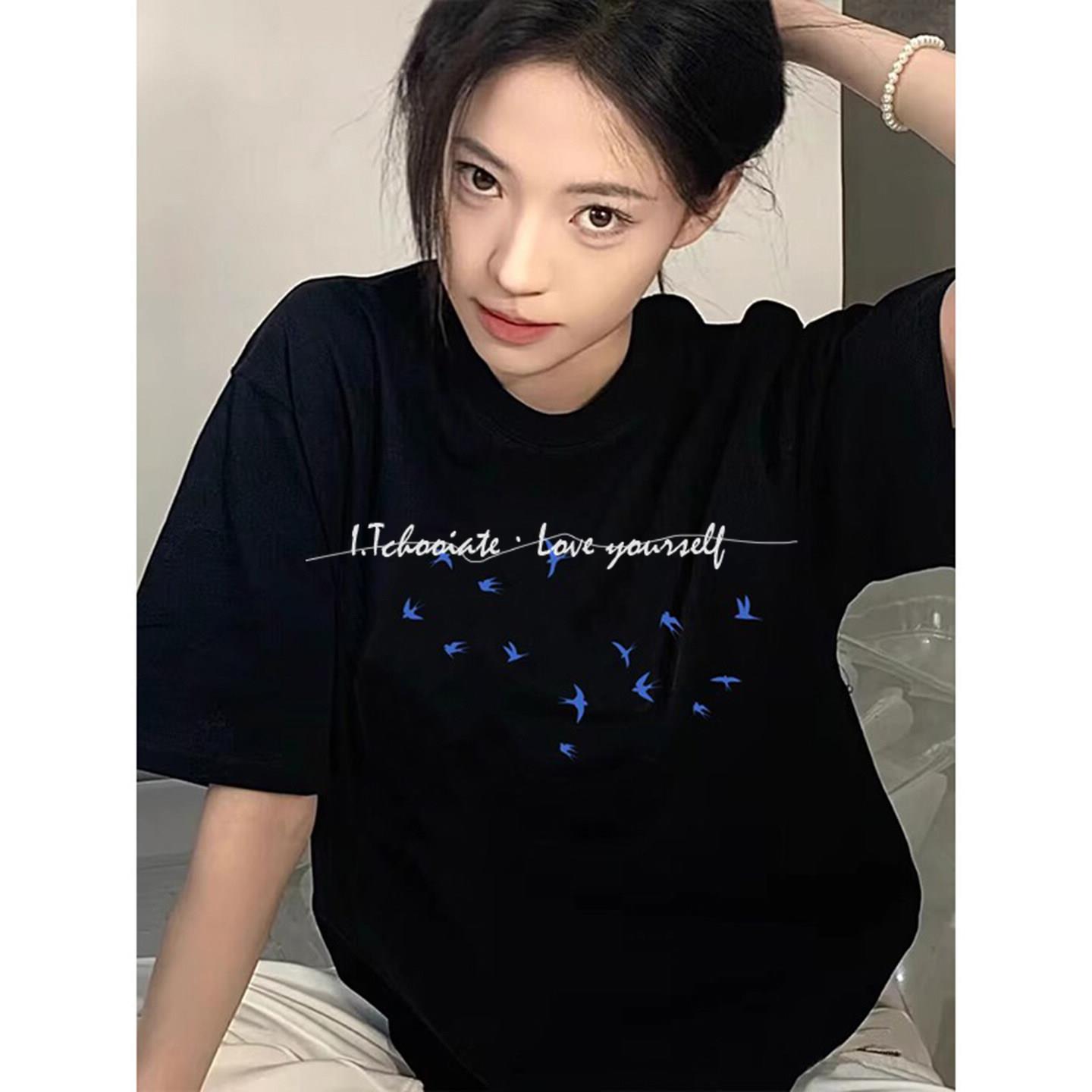 I.Tchooiate美式高街纯棉短袖t恤女2025夏款休闲小众宽松半袖上衣