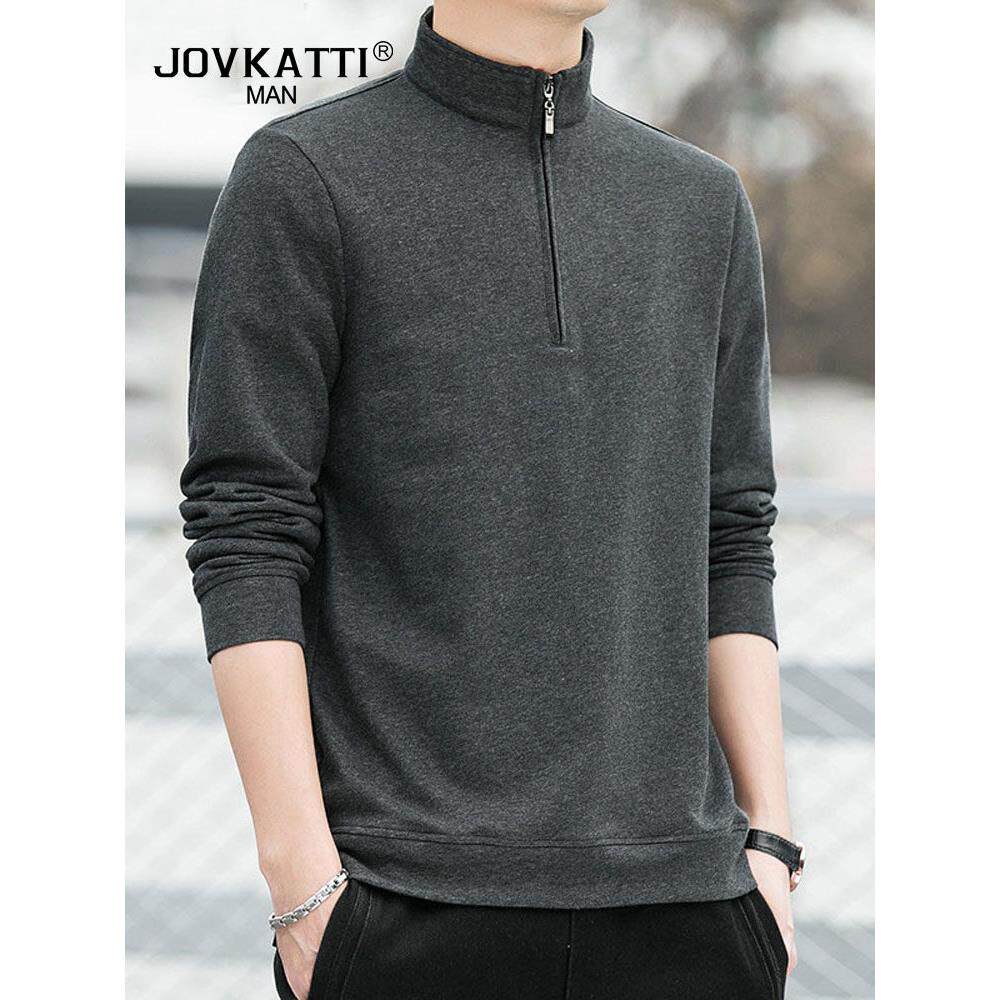 JOVKATTI半拉链立领长袖t恤男2026春秋季新款休闲男士打底衫卫衣