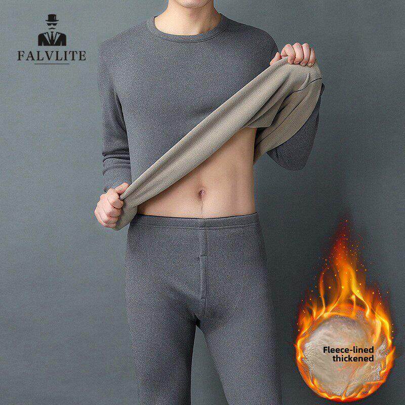 FALVLITE秋冬男加厚加绒保暖内衣套装德绒发热秋衣秋裤贴身保暖衣