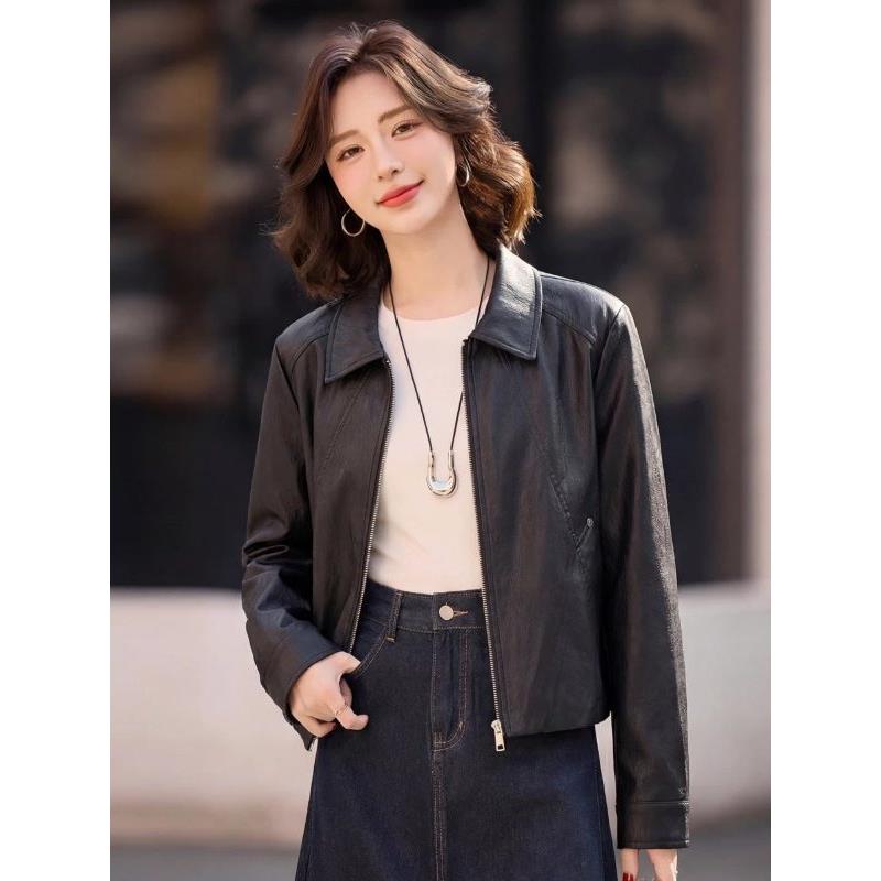 真皮皮衣女春秋2026新款高级感气质百搭显瘦翻领短款夹克外套上衣