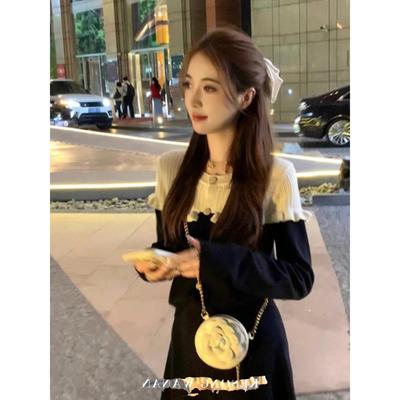 欧洲春季服装女装2025新港式覆古小套装针织两件套