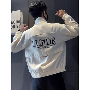 外套潮流新款 痞帅男装 高级感休闲上衣服 夹克男潮牌春秋季 立领工装