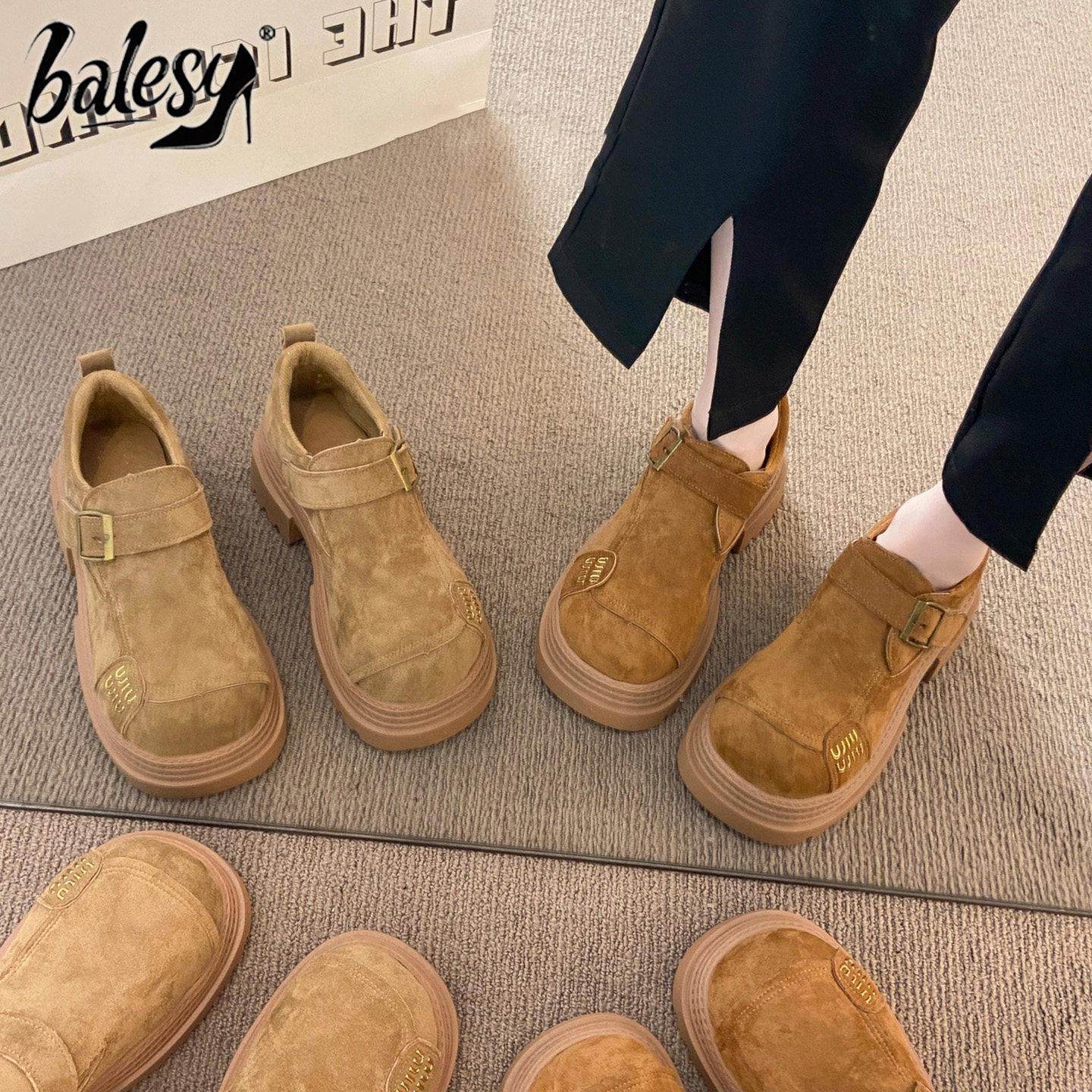 英国真皮厚底勃肯鞋女2025新款秋季爆款百搭粗跟乐福鞋增高豆豆鞋,女鞋,勃肯鞋/软木鞋,淘宝优惠券,粉丝福利购,淘宝优惠卷