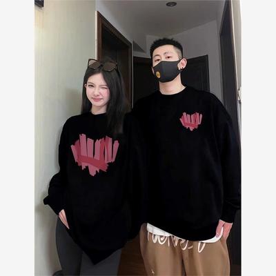 香港潮牌情侣装卫衣春秋款冬季新款红色插肩袖加绒高级感外套装