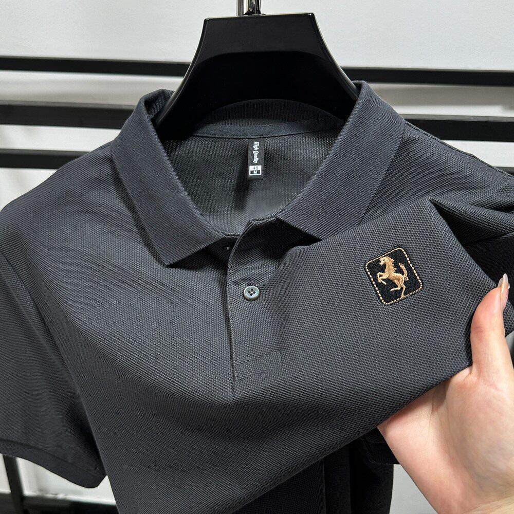 高档刺绣100%纯棉Polo衫男士短袖夏季新时尚休闲翻领t恤半袖上衣