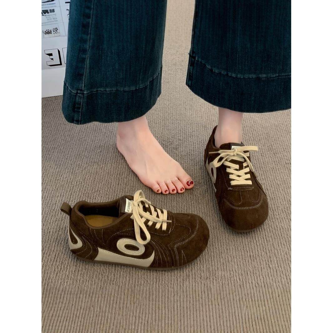 英国真皮内增高厚底德训鞋女2025新款爆款秋冬棕色休闲运动阿甘鞋