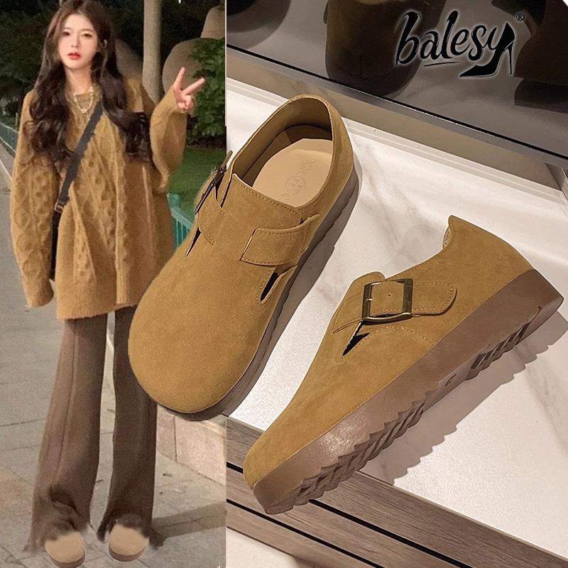 英国真皮厚底勃肯鞋女2025新款秋季覆古一脚蹬浅口单鞋懒人豆豆鞋