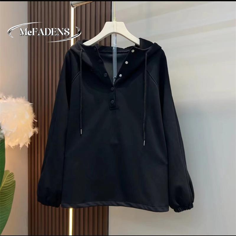 香港胖mm春款极简风连帽卫衣洋气大码宽松显瘦百搭休闲长袖上衣女