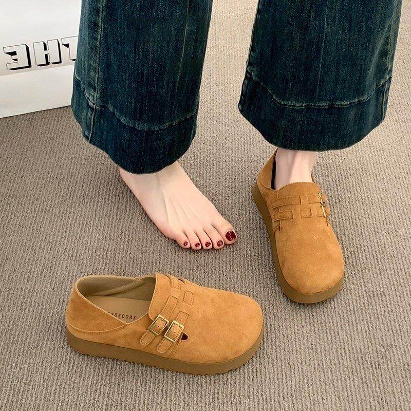 英国真皮全包勃肯鞋女秋冬2025新款懒人一脚蹬单鞋平底袋鼠穆勒鞋,女鞋,勃肯鞋/软木鞋,淘宝优惠券,粉丝福利购,淘宝优惠卷
