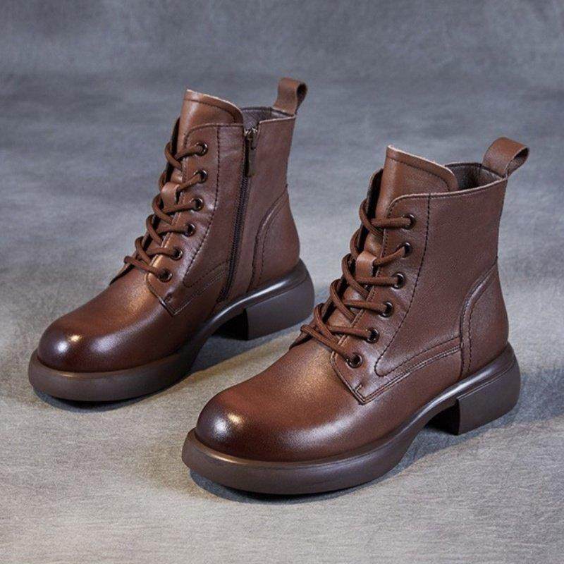 真皮软底皮鞋女加绒短靴2025新款秋冬头层牛皮靴子女靴显瘦马丁靴,女鞋,马丁靴,淘宝优惠券,粉丝福利购,淘宝优惠卷