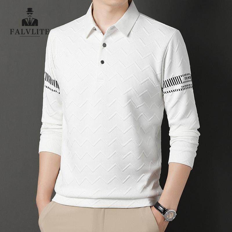 FALVLITE2025春秋款男士长袖t恤休闲宽松时尚上衣翻领Polo衫男装,男装,T恤,淘宝优惠券,粉丝福利购,淘宝优惠卷