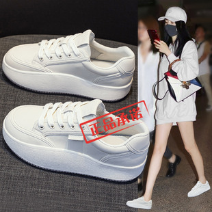 香港2025春季 真皮牛皮厚底白软底女式 摇摆厚底休闲鞋 新款