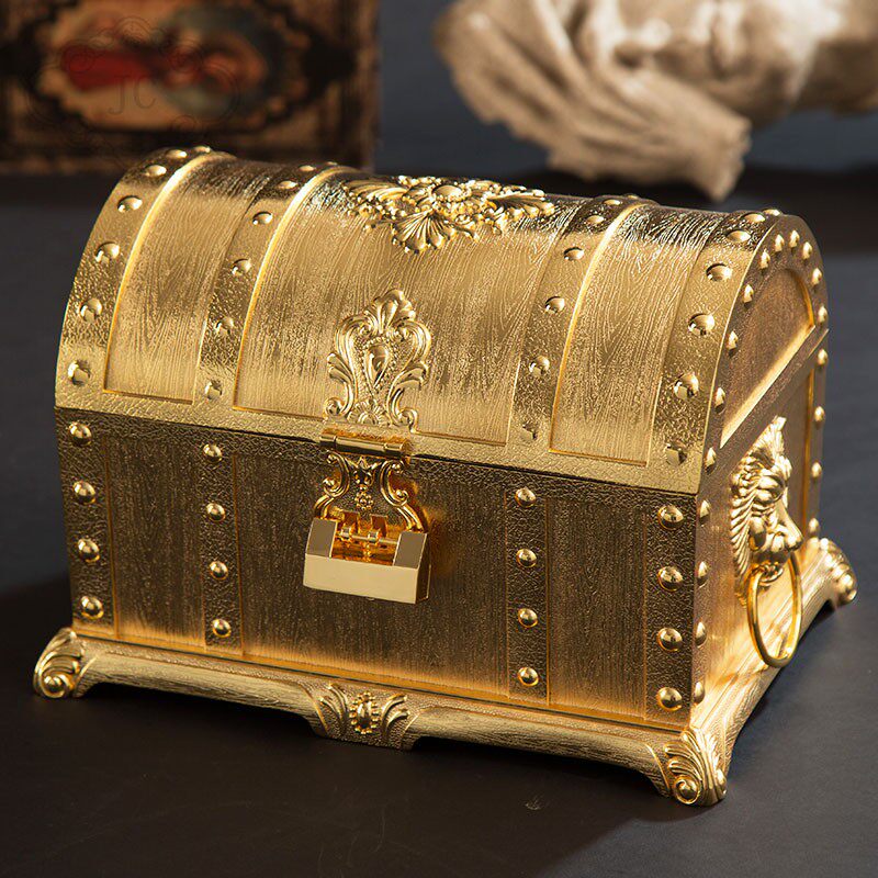 复古金属金色招财饰品首饰箱带锁魔法盒百宝箱乔迁装饰礼品摆件,饰品/流行首饰/时尚饰品新,首饰箱,淘宝优惠券,粉丝福利购,淘宝优惠卷