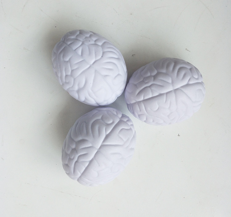 7cm白色脑袋形状压力球,大脑减压球,仿真大脑玩具球,pu大脑