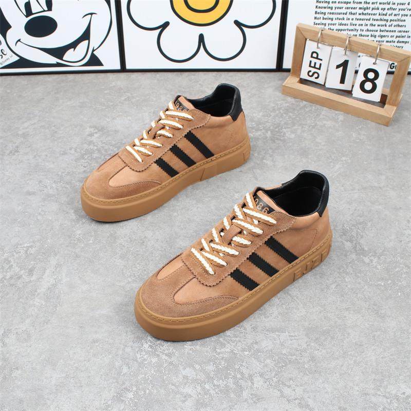 男鞋夏季透气2025新款真皮休闲 运动鞋男士潮流百搭厚底三道杠板,流行男鞋,休闲板鞋,淘宝优惠券,粉丝福利购,淘宝优惠卷