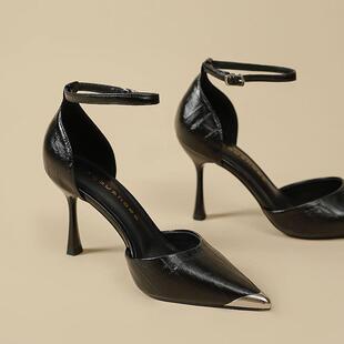 Cozyroom一字扣高跟鞋女2025新款少女配裙子法式高级感细跟不累脚