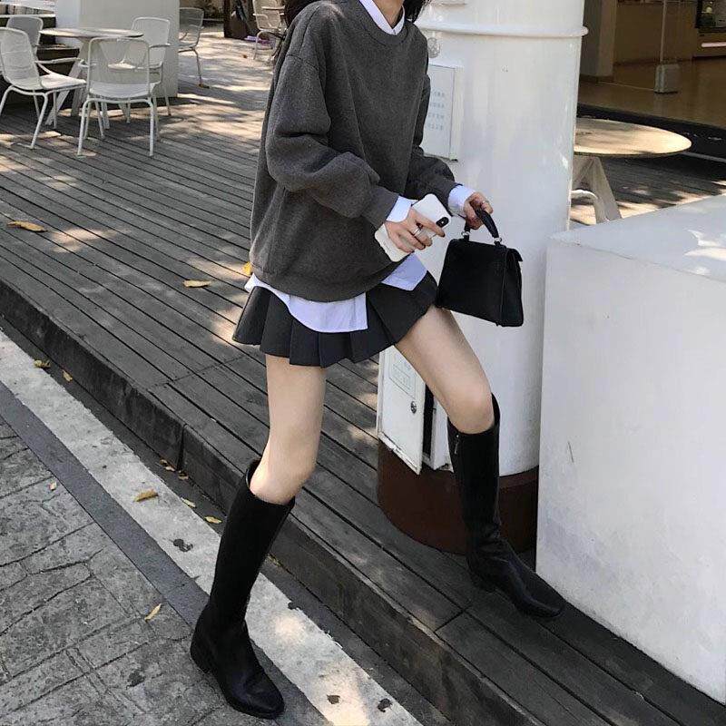 欧洲站春装女2026年新款小个子显高学院风卫衣百褶裙子套装两件套