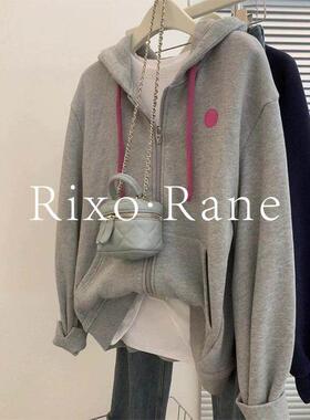 法国Rixo Rane⭐高端灰色连帽运动衫女装春秋季流行休闲拉炼开衫