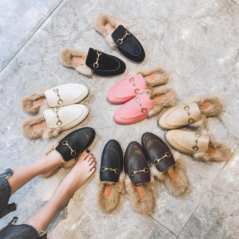 香港女外穿毛拖鞋2025秋冬新款骡子鞋兔毛趾半拖鞋懒平底鞋,女鞋,毛毛鞋,淘宝优惠券,粉丝福利购,淘宝优惠卷