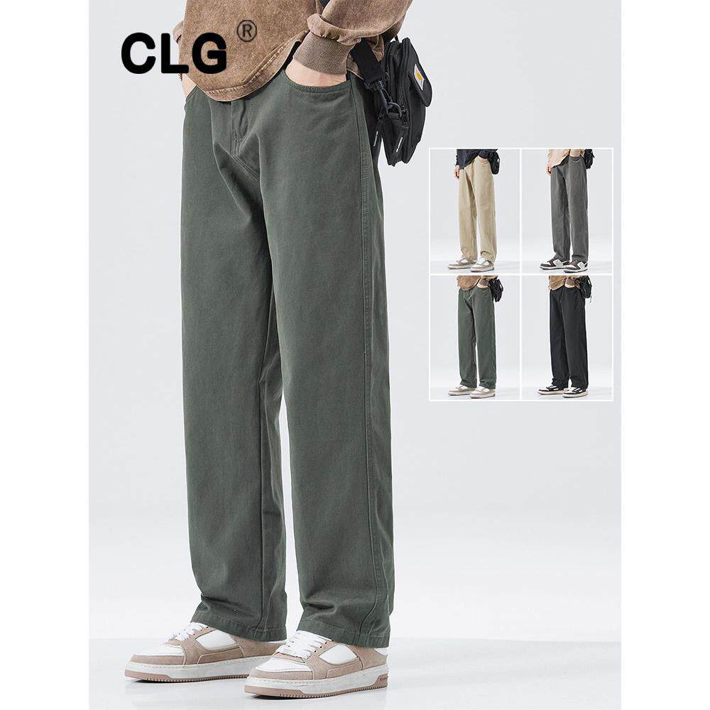 香港潮牌日系纯色覆古休闲裤男秋冬宽松直筒青少年大码工装长裤子