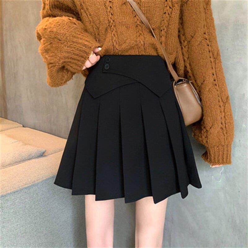2025春秋新款百褶裙半身裙女学院风设计感高腰显瘦大码A字裙短裙