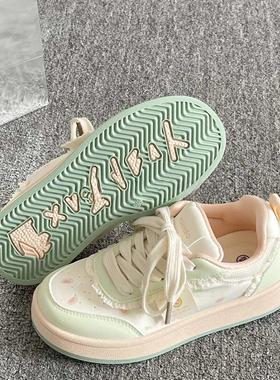 Next road2025新款百搭韩系板鞋女款夏厚底小白鞋配裙子面 面包鞋