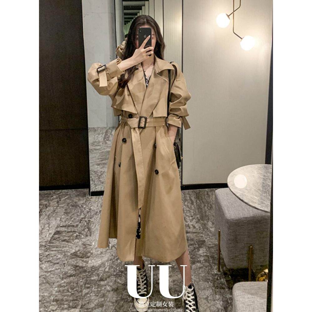 UU定制/卡其色风衣女2025春秋新款韩版气质中长款宽松英伦风高级