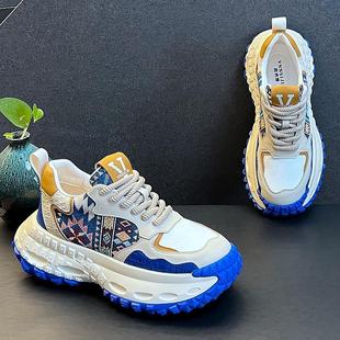 炸街老爹鞋 厚底增高板鞋 男高级感时尚 松糕鞋 男 拼色休闲 2025新款