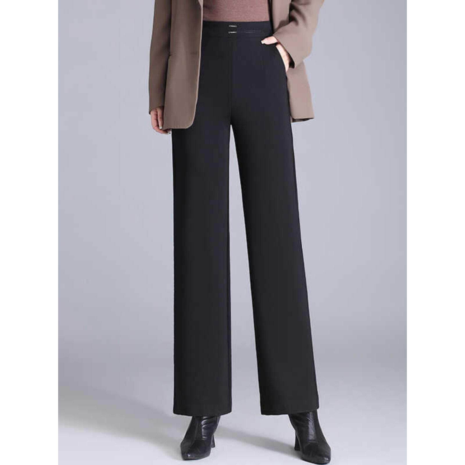 大码窄版西装阔腿裤女2025春秋新款高级感显瘦直筒裤垂感妈妈长裤