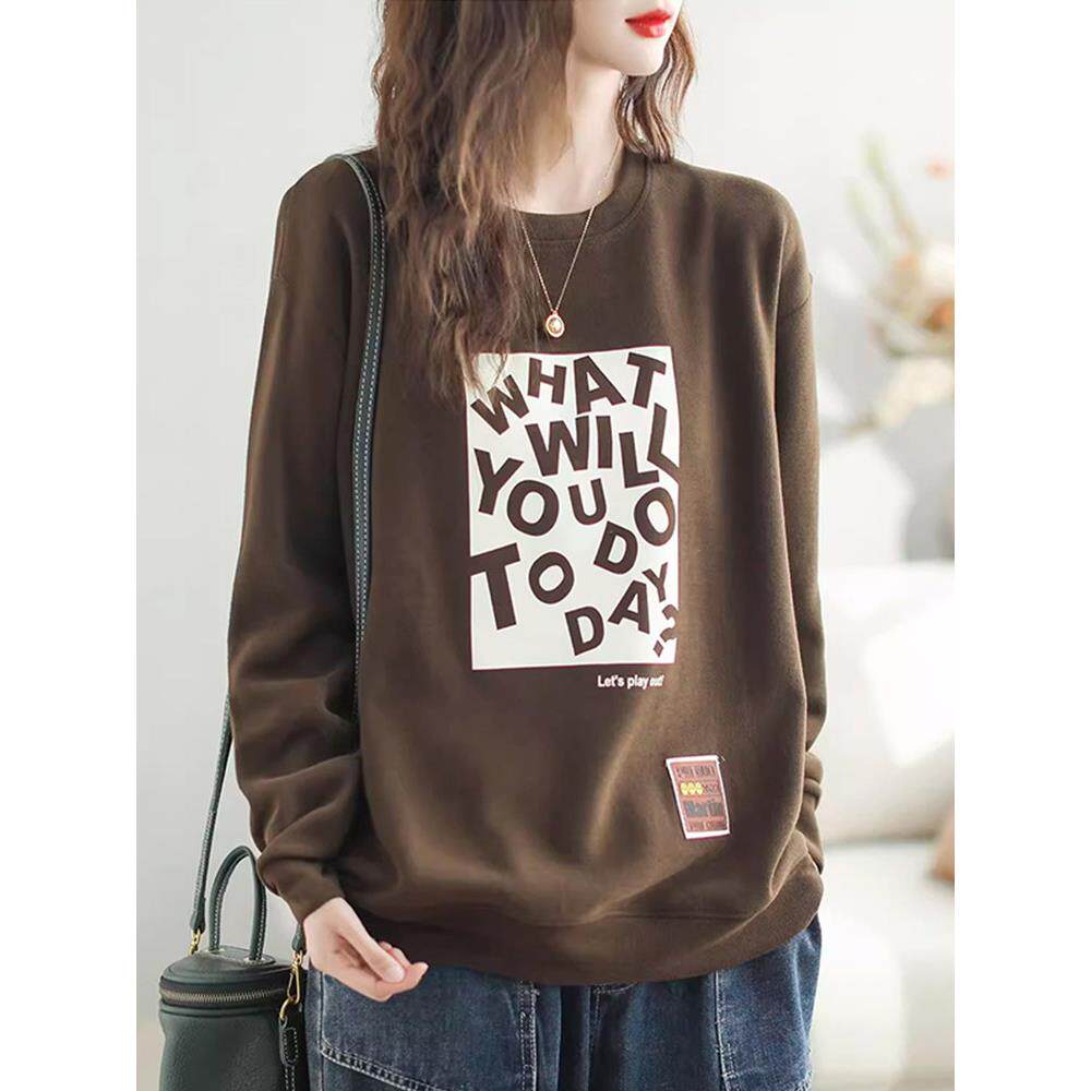 欧洲站高级感长袖卫衣女2025新款爆款春秋冬季字母印花百搭T恤潮