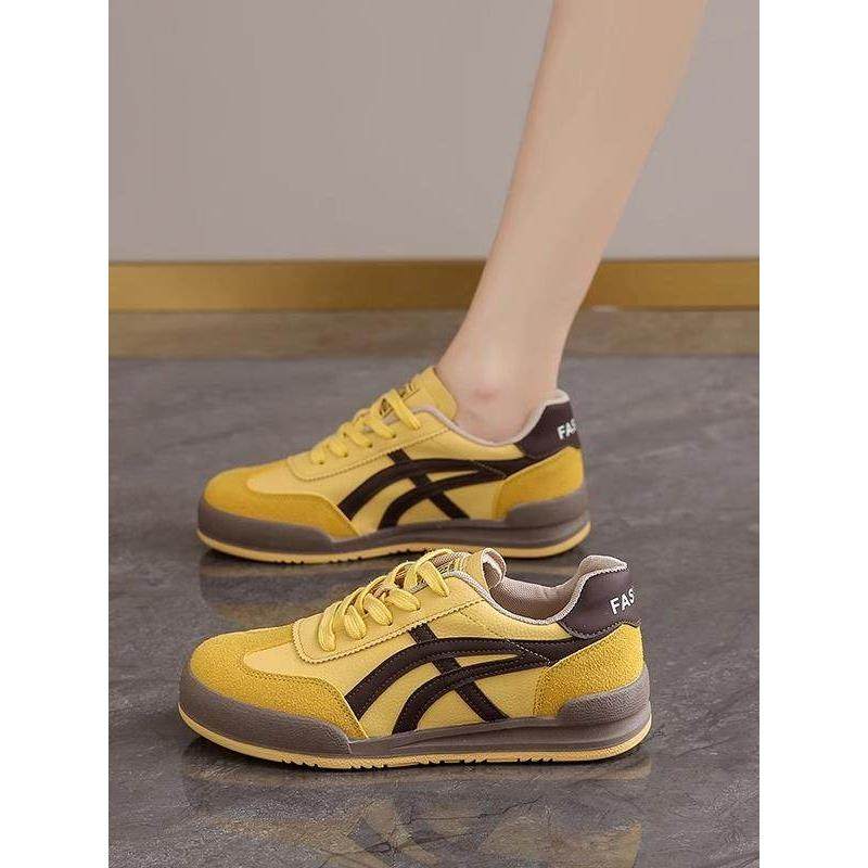 香港覆古阿甘女鞋2025新款秋季黄色真皮运动道德训练鞋休闲平底鞋,女鞋,时尚休闲鞋,淘宝优惠券,粉丝福利购,淘宝优惠卷