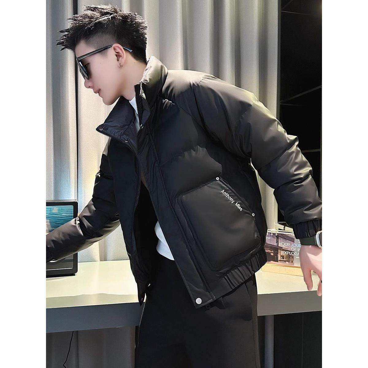 LL男装羽绒服男短款冬季加厚外套2025新款高级感痞帅潮流休闲棉服