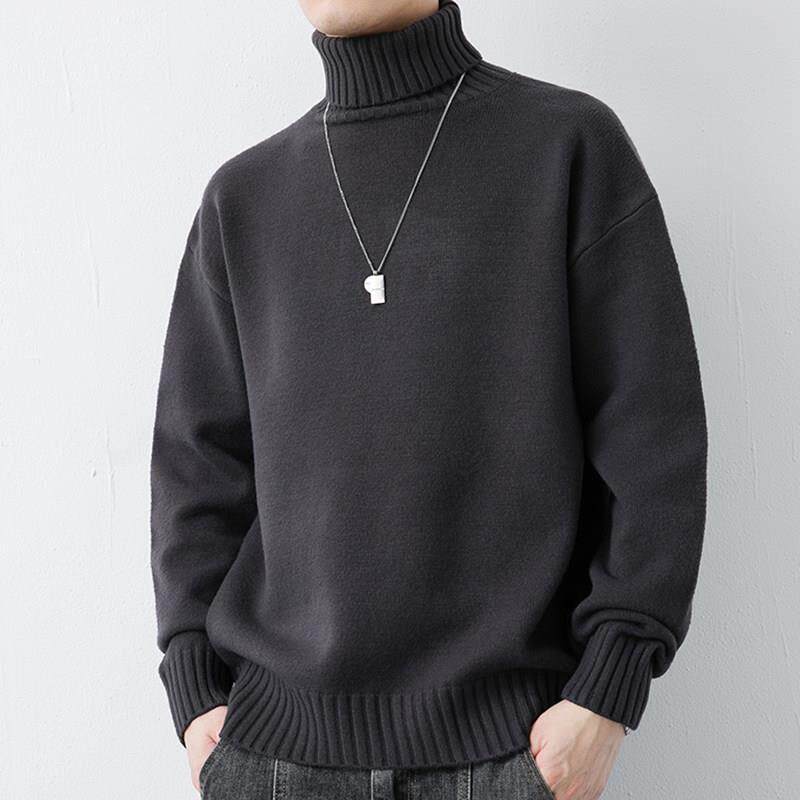 高领毛衣男士2025冬季加厚韩版潮流针织衫休闲百搭修身纯色打底衫