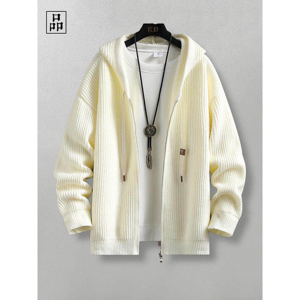 连帽针织！舒适高级感！秋日系覆古服连帽拉炼针织开衫男毛衣外套