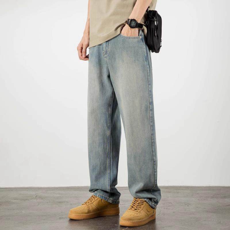 it Afternnaths潮牌⭐浅色牛仔裤男春秋季新款直筒潮流休闲阔腿裤