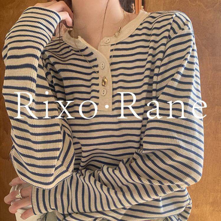 法国Rixo Rane半开领条纹长袖t恤女设计感宽松内搭气质打底衫上衣,女装/女士精品,大码内搭,淘宝优惠券,粉丝福利购,淘宝优惠卷