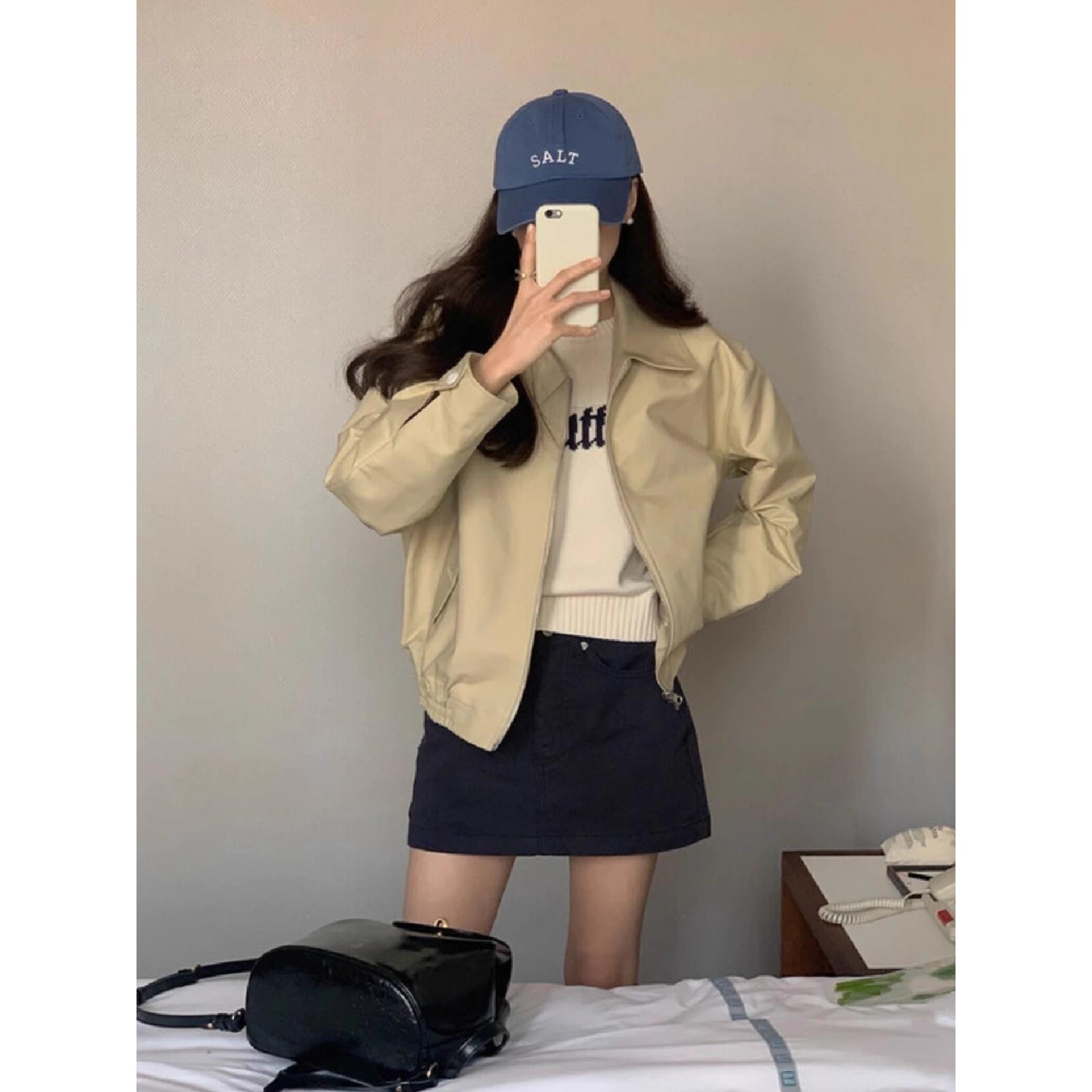 Rouje朴素短夹克女子2025春秋季新款k型小翻领棒球工作服