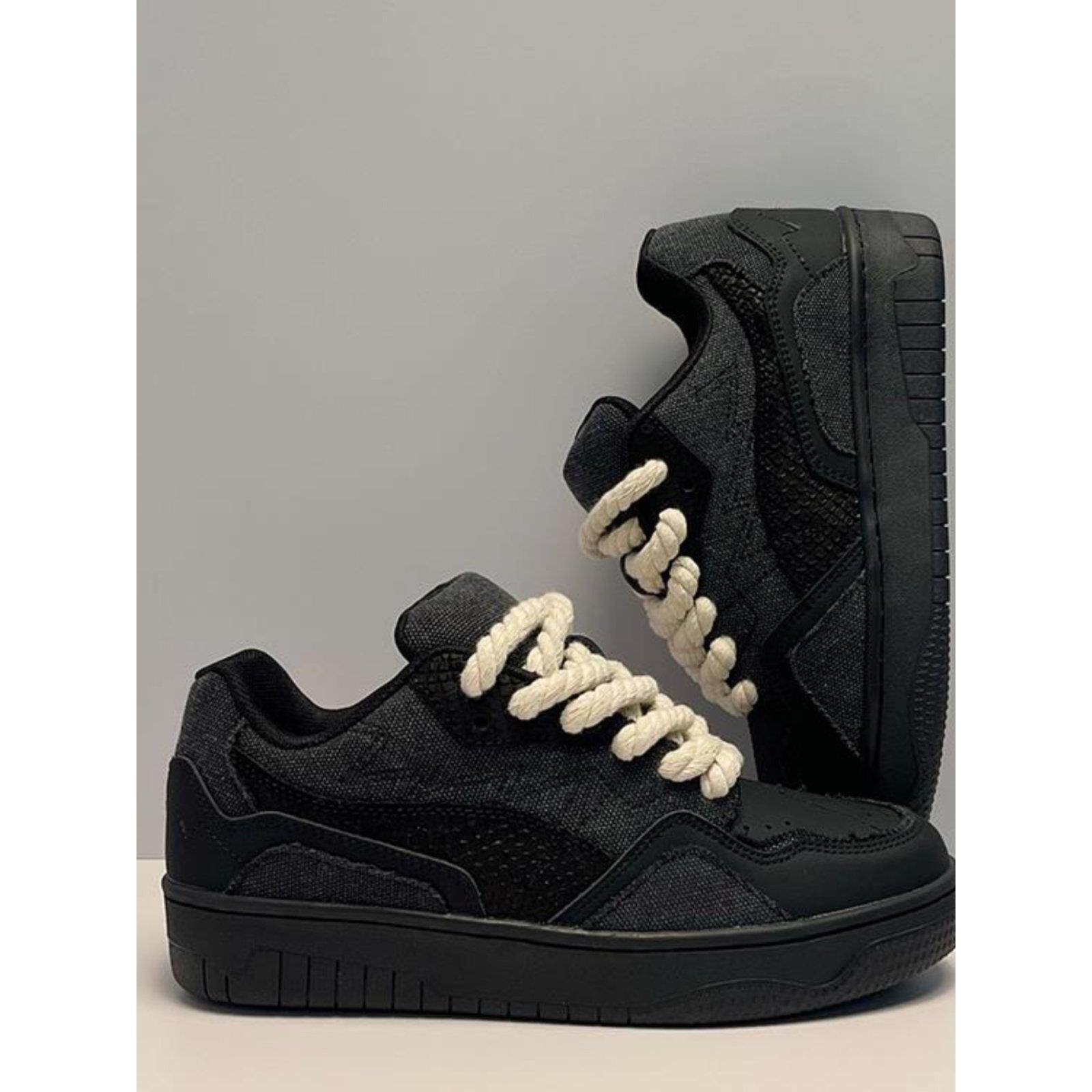 香港小众设计黑色鞋男士运动鞋厚底多功能休闲双鞋春夏男女面包鞋