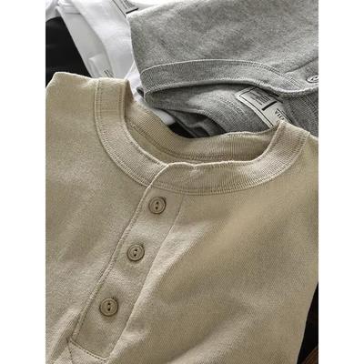 home daily 纯棉长袖T恤男秋季款美式休闲覆古亨利衫男士打底衫