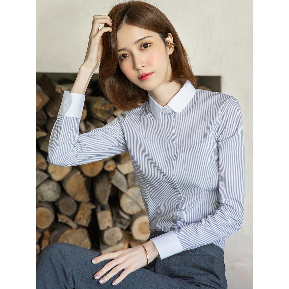 欧洲站专业优雅女式条纹长袖衬衫2025新款春秋小众工作服设计衬衫