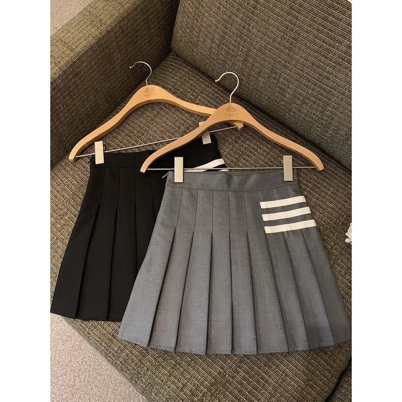 Rouje Style王新玲同款百褶裙女士大号修身Look a字裙学院风短裙