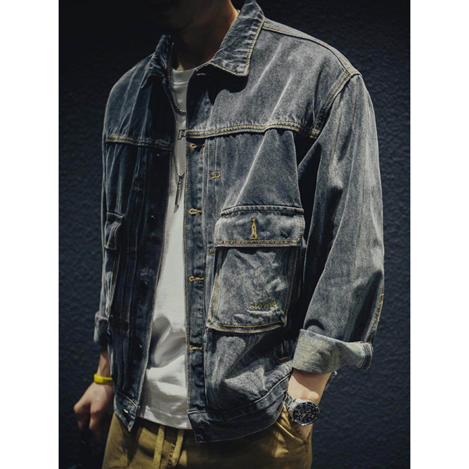 时尚品牌它不偏斜纹牛仔夹克男士宽松大码在韩国风格时髦的春秋季,男装,羽绒马甲,淘宝优惠券,粉丝福利购,淘宝优惠卷