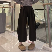 韩系高腰遮肉显瘦百搭八分裤 加绒新款 恩佳专享 毛呢时尚