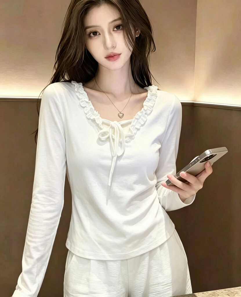 【小四专享】木耳边别致系带纯欲旗袍