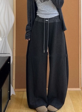 【小四专享】奥利绒  加厚撞色香蕉裤显瘦修饰腿型阔腿裤女12.30