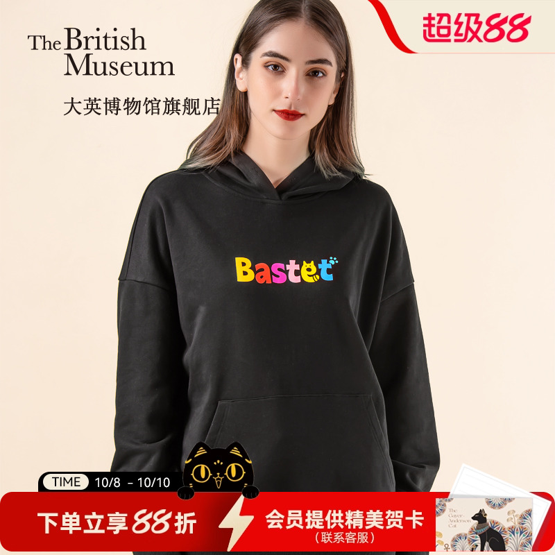 花猫连帽潮款落肩套头卫衣