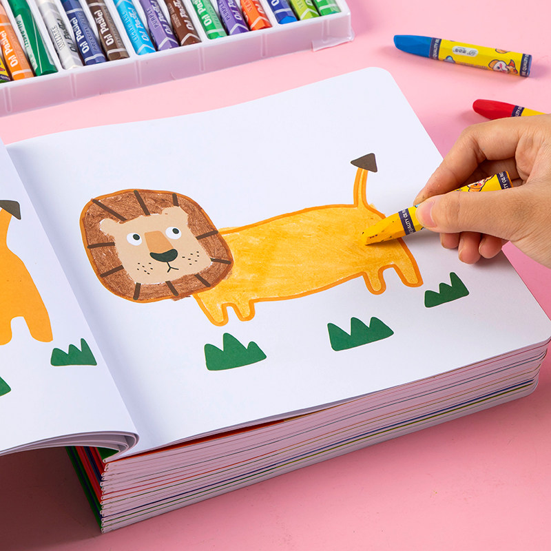 幼儿童启蒙涂色画画书2宝宝3岁4幼儿园卡通手绘本油画棒涂鸦图册