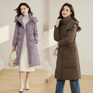 ERAL艾莱依轻熟优雅风长款羽绒服女连帽收腰显瘦加厚保暖外套新款