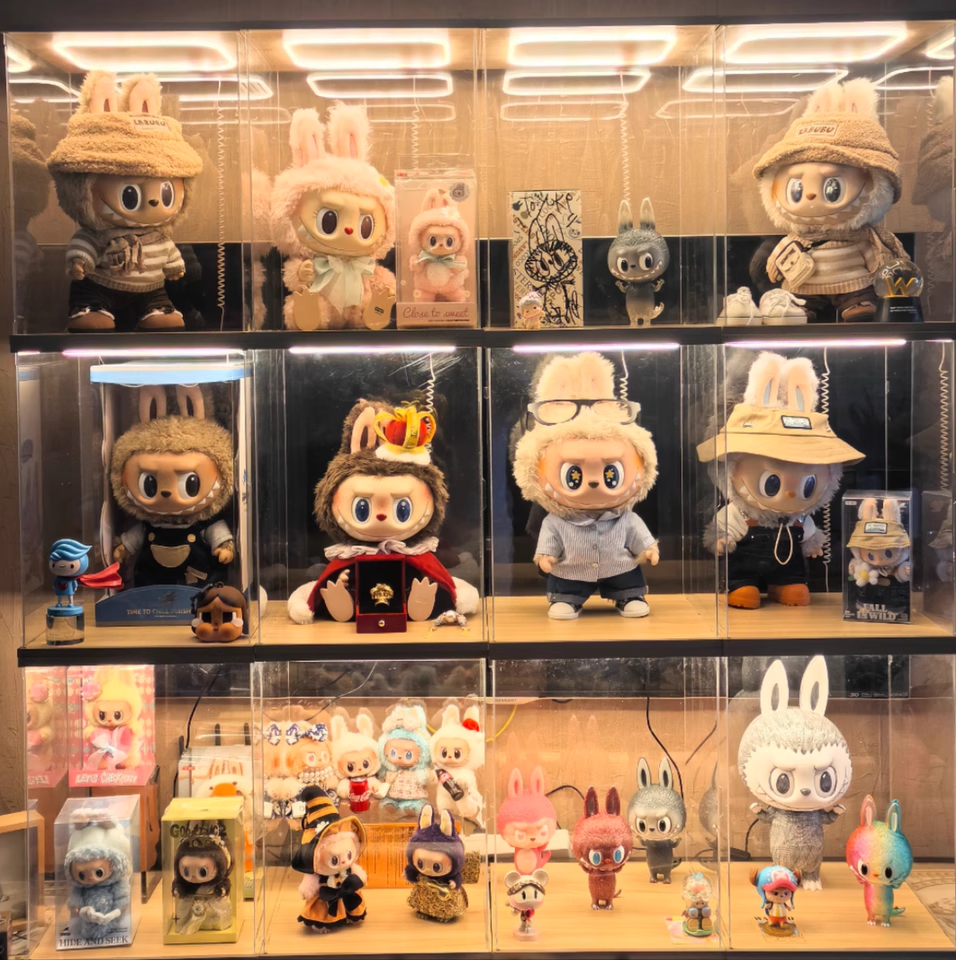 labubu收纳盒zimomo搪胶亚克力玩偶拉布布春野公仔手办收纳盒柜