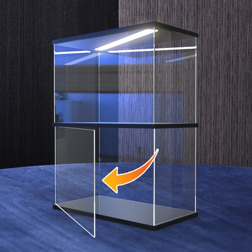 灯光亚克力防尘收纳盒手办盲盒展示盒适用le高积木玩具叠加可开门